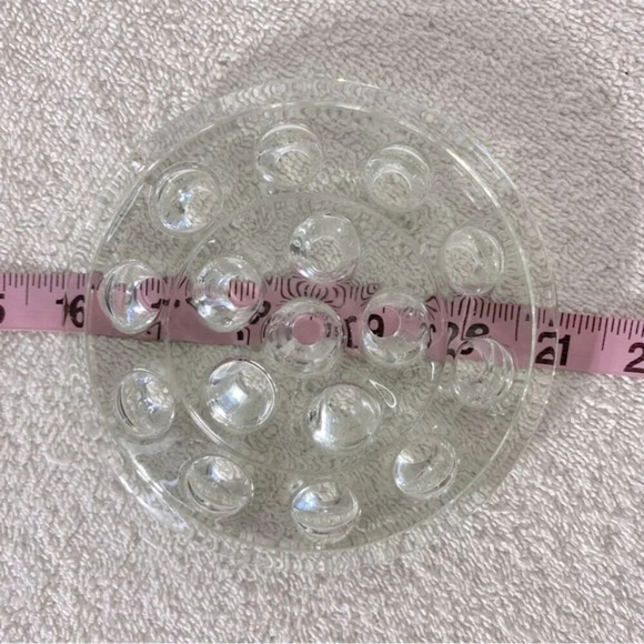 Vintage Clear Glass 16 Hole Flower Frog Flower Holder Stem Holder Arrangement - Picture 7 of 8